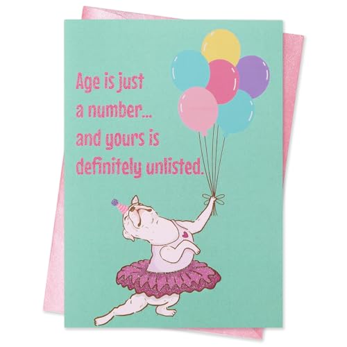 BIOBROWN Funny Birthday Cards for Women, Cute Birthday Card with Shimmer Glitter Dog Design, Funny Gift for Friend Sister Girlfriend Corworker Dog Lovers