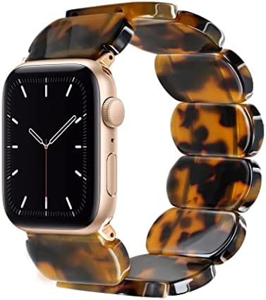 Heesch Tortoise Shell Watch Band for Apple 40mm for Women Resin Stretchy Watch Strap Bracelet for Apple Watch Series 7 Band for iWatch Wristbands 38mm