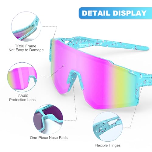 Kids Sunglasses,Youth Baseball Glasses for Boys Girls Age 6-14,Sports UV Protection Goggles4