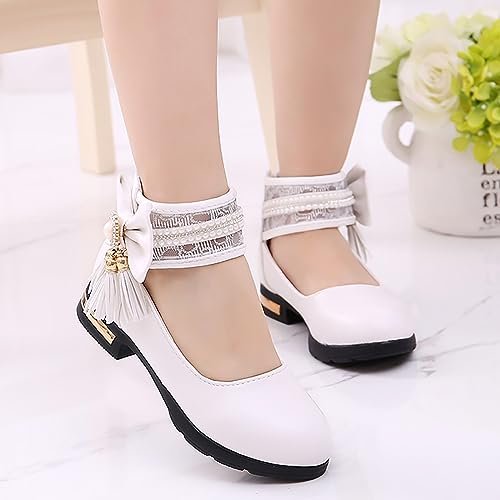 girls black sandal Leather Shoes with Jewelry Tassel Girls Dress Shoes Party School Shoes3