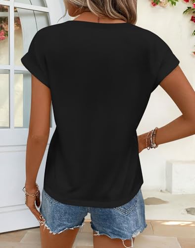 Bliwov Womens Summer Tops Trendy V Neck Lace Short Sleeve Fall Tshirts Dressy Casual Business Outfits Beach Vacation Clothes4