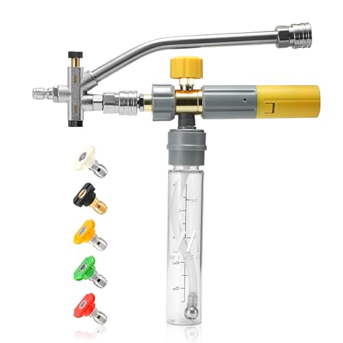 M MINGLE Mini Foam Cannon for Pressure Washer, Magnetic Foam Cannon with Dual Connector, Undiluted Foam Blaster with 5 Nozzle Tips, 1/4 Inch Quick Connect by M MINGLE - Used condition - US$30.39