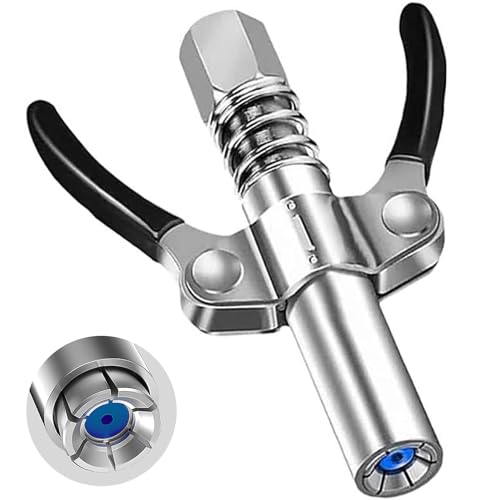Gearmax Acoplador de Pistola de Engrase, Boquilla de Grasa de Alta Presión, Boquilla de Pistola de Grasa con Doble Mango, Boquilla para Bomba de Engrase, para Todo Tipo de Prensas de Grasa