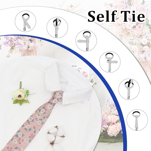 Image of Luckyvestir Ties for Men, Sage Green Cotton Floral Tie 2.76 inch Flower Printed Men's Neckties for Wedding /Groomsmen /Suit /Party