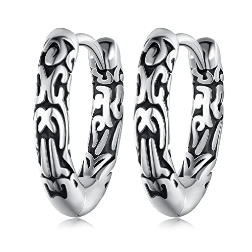 Viking Hoop Earrings 925 Sterling Silver Viking Earrings for Men Small Huggie Hoop Earrings Jewelry Gift for Women Men