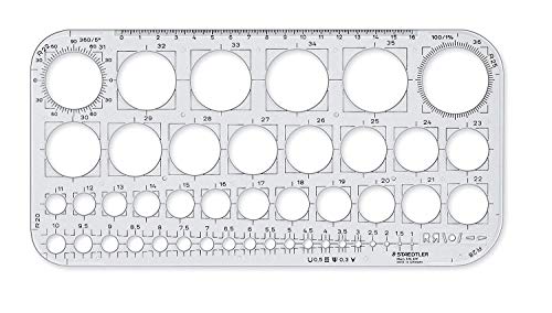 Staedtler 576 01 F ST Mars Trace-cercles en polystyrène avec bord antitaches 260 x 130 mm cercles de 1 à 36 mm