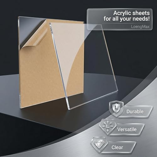 Image of 1 /8 inch Thick (3mm) Clear Acrylic Sheet 10 inch x 10 inch - 2 Pieces | Cast Plexiglass for DIY Crafts, Sign, Photo Frame, Display Projects