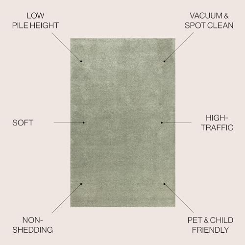 JONATHAN Y Haze Solid Low-Pile Green Indoor Area Rug 9x12, Coastal,Bohemian,Minimalist,Classic, Easy-Cleaning for Living Room,Bedroom,Kitchen,Pet Friendly,Non-Shedding (SEU100O-9) - Image 2