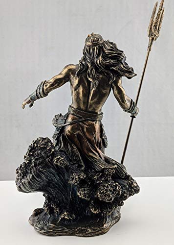 Estatua Poseidón griego 7.88 pulg resina y bronce miniatura 5