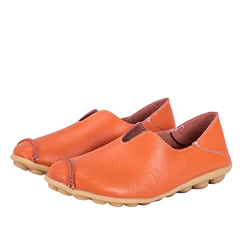 Huixing Art Women's Casual Waterproof Non-Slip Slip-On Round Toe Flat Shoes