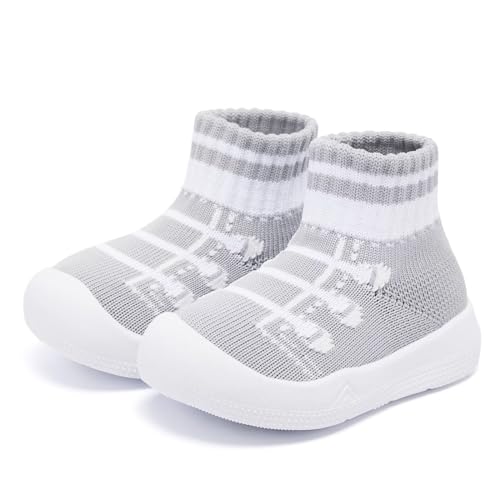 Image of Eashi Baby Boy Girl Non-Skid Indoor Infant Walking Shoes Breathable Warm Elastic Sock Shoes with Memory Sole Protect Toes Outdoor Sneakers