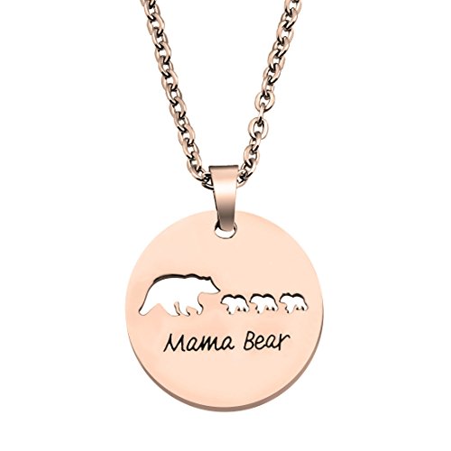 Sweet Mama Bear Round Pendant Necklace for Mother Grandma£¨3 cubs R RG£