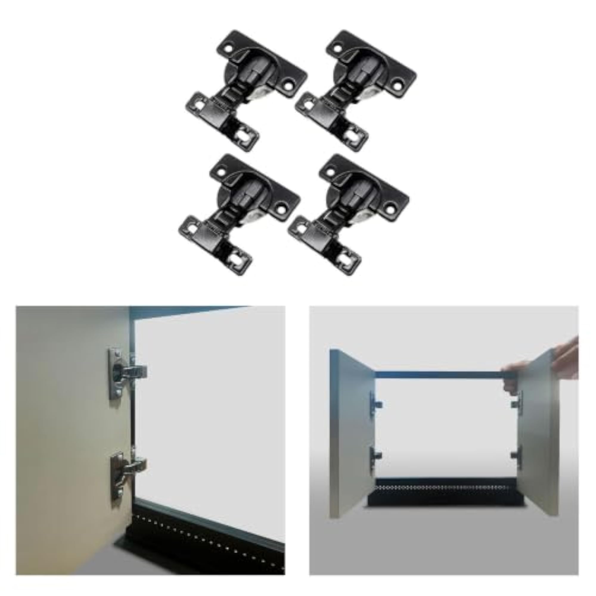 4 Pieces Self Closing Glossy Black Door Hinges