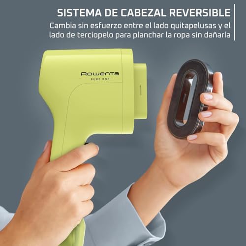 Miniatura 6 de Rowenta Pure Pop - Plancha De Vapor Vertical De 1300 W Con Salida De Vapor De Hasta 20 Gr Min Que Plancha Y Purifica, Elimina Pelusas Y Pelo, Cabezales Reversibles, Diseño Para Viaje, Lima Dr2025f0