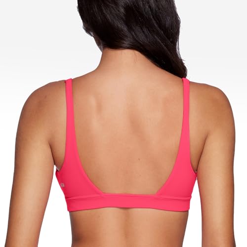 Image of INGIA Deep V-Neck Sports Bra Padded U Back Yoga Workout Bra | Low Impact, Fitness, Yoga, Wireless, Workout, Contour, Crop Top, for Women