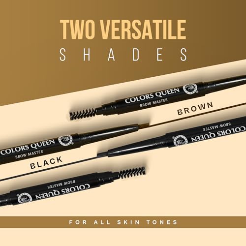 Image of Colors Queen Brow Master Eyebrow Definer Pencil with Spoolie | Natural Looking Brows | Smudge Proof, Waterproof and Long Lasting Eyebrow Pencil (Brown)