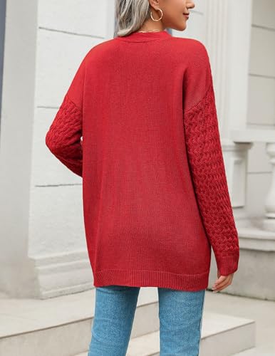 Image of Zeaoo Cardigan Sweaters for Women Long Sleeve Fall Clothes Button Down Tops | Long Sleeve Chunky Cable Knit Fall Cardigans Sweaters,Button Down Open Front Outerwear,Womens Tops,Cardigan with Pockets