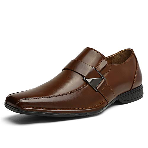Bruno Marc Men's Giorgio-3 Brown Leather Lined Dress Loafers Shoes - 9 M