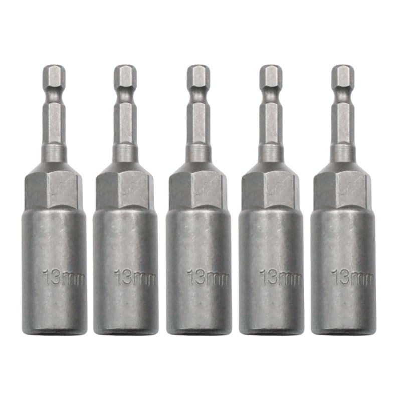 6-19mm Quick-Change 1/4 inch Hex Shank Metric Deep Socket Screwdriver Impact Nut Setter Extractor Remover Driver Drill Bit, 80mm Length, for Electric Manual Impact Screwdriver (5, 13mm)