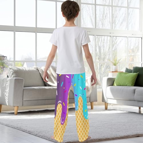 Boys' Pants Purple Ice Cream Blue Joggers Elastic Long Bottoms Trousers Sweatpants with Pockets Size 6-143