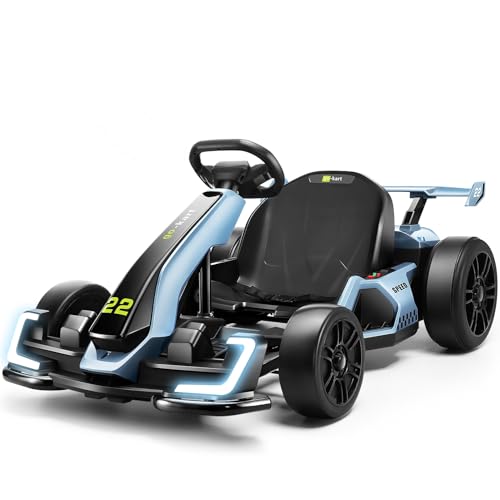Hikole 24V Go Kart Electric Drift Kart Car, Blue - Detailed View