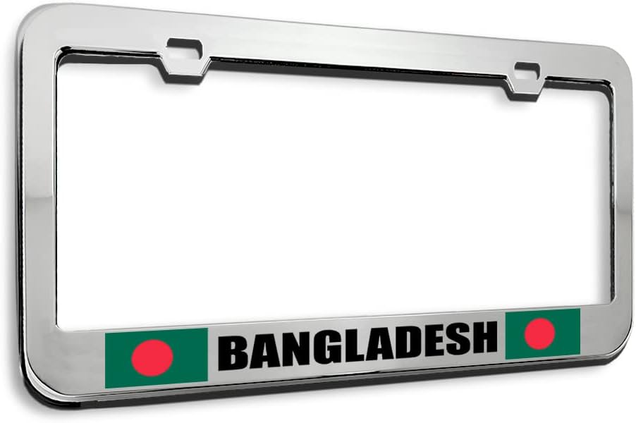 Metal License Plate Frame Bangladesh Flag Country Metal Car Accessories Stainless Steel 2 Holes 1 Frame