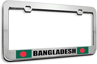 Speedy Pros Metal License Plate Frame Bangladesh Flag Country Metal Car Accessories Chrome 2 Holes 1 Frame