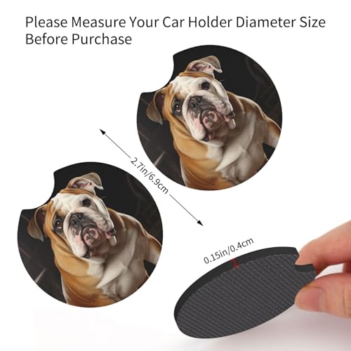 2 Portavasos para Auto Estampado Bulldog Inglés Antideslizante miniatura 5