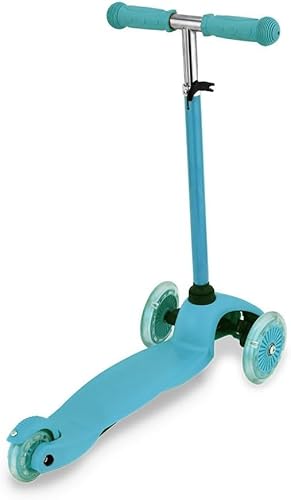 Patinete Azul c Rodas de LED Infantil Altura Ajustável 3 Rodas