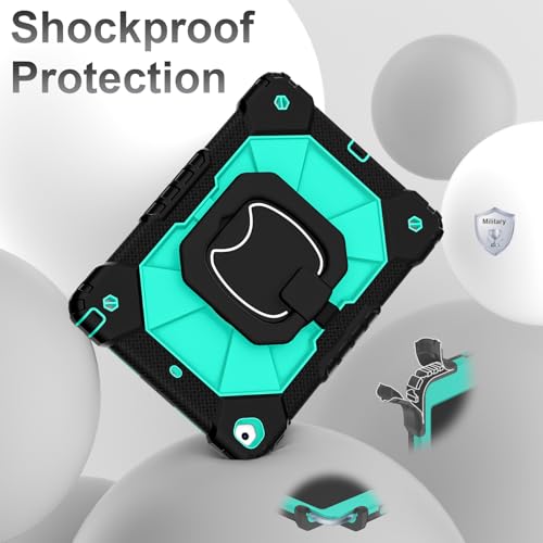 Image of Auizotl Case for iPad 9th /8th /7th Generation 10.2 Inch iPad Case 9th Generation with Screen Protector /Rotate Stand /Pen Holder, Shockproof Cover i Pad 9th /8th /7th Gen Cases,Black Mint
