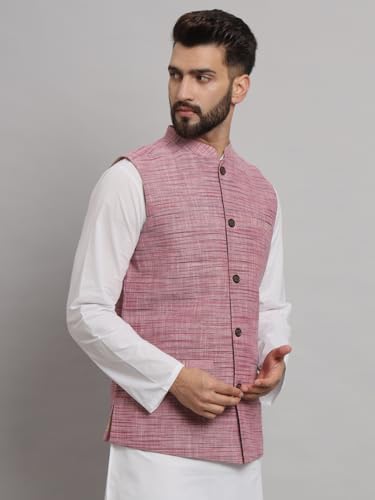 Image of LATEST CHIKAN Men's Traditional Cotton Solid Nehru Jacket /Waistcoat