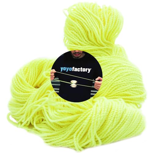 YoYo Factory Yoyo Schnur Set – 100 Stück Bunte JoJo-Schnüre – Für Alle Yoyos Geeignet – Extra Sichtbarkeit – Ersatzschnüre für Anfänger & Profis - Gelb