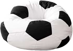 Puff Bola Grande Com Enchimento Conforto Decoração Quarto Almofadão(Branco com preto)