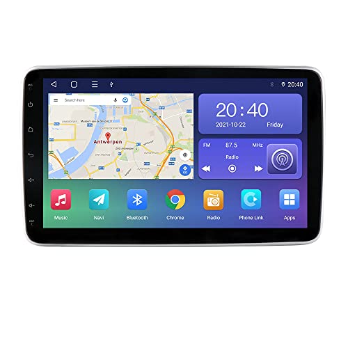 Hizpo Double Din Car Stereo Compatible with Apple Carplay and Android Auto, 10.1 Inch Touch Screen GPS Navigation with Bluetooth, Support Music Video Player, Mirror Link, Backup Camera, OBD2, 3+32GB