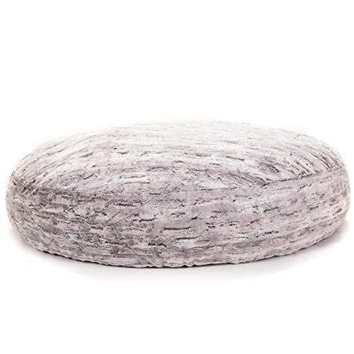 Image of Jaxx 6 Foot Cocoon - 2-in-1 Convertible Bean Bag Bed & Large Bean Bag Chair for Adults, Premium Luxe Faux Fur - Silver Fox