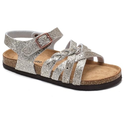 Image of Torotto Girls Sandals with Cork Footbed Adjustable Buckle Casual Slides Sandals Open Toes Flat for Kids Toddler
