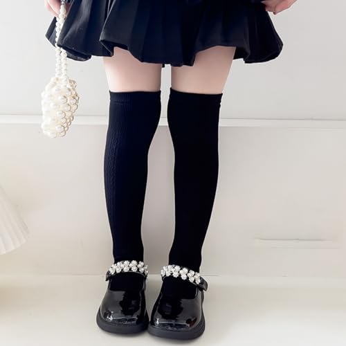 1 Pair Cotton Stockings Kids Over The Knee Socks for School Daily Comfortable and Warm Girls Socks Solid Color,Combed Cotton3