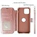 VANAVAGY Compatible for iPhone 14/13 Wallet Case for Magsafe Wireless Charging, PU Leather Flip Folio Phone Cover with Wrist Strap RFID Blocking Card Holder Screen Protector,Rose Gold