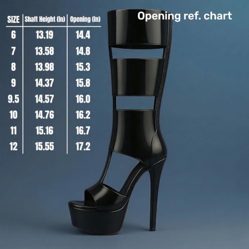 Image of Richealnana Women's Gladiator Knee-High Platform Heels-Stiletto Peep Toe Boots with Back Zipper for Club,Prom,Dance,Sexy