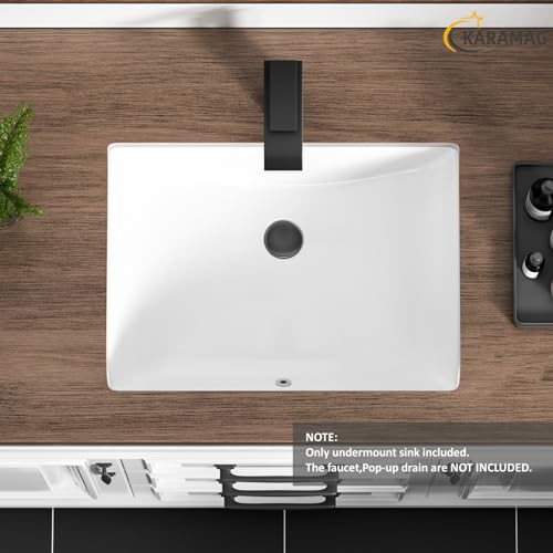 Image of Ada Compliant 20 inchx15 inch White Ceramic Rectangle Undermount Bathroom Sink with Overflow (20 inchx15 inch)