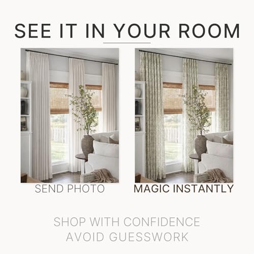 Image of TWOPAGES Sarale Series Print Curtain Light Filtering Linen Blend Customized Curtain Drapery, Single Panel
