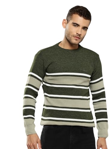 Image of Aarika Mens Winter Wear Cream Colour Solid Woolen Sweater