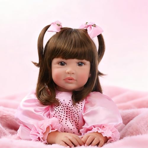 Muñeca reborn niña 24 pulgadas silicona realista miniatura 5