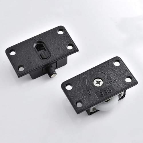 Brand Name Old-Fashioned Wardrobe Pulley Up and Down Rail Wheel Sliding Door Wheel with Bearings for Drawers Closets Cabinets Furniture Silver Black 1PCS(B)