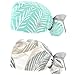 Simple Line Leaves 2 Pcs Unisex Working Cap with Button Sweatband Adjustable Tie Back Bouffant Hats