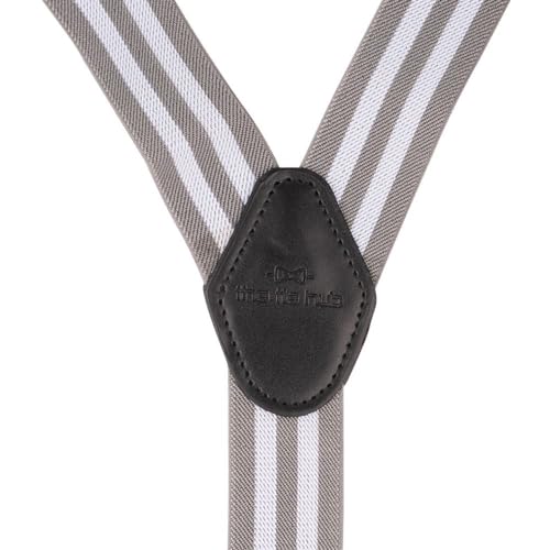 Image of The Tie Hub Suspenders for Men | Slim Clip-On Y-Back Elastic Braces | Adjustable 1.25 Inch | Formal Wedding Office
