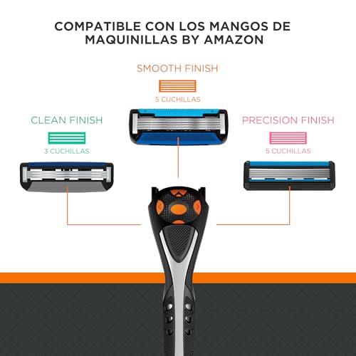 by Amazon Maquinilla de afeitar de cinco hojas para hombre con 6 recambios, Multicolor