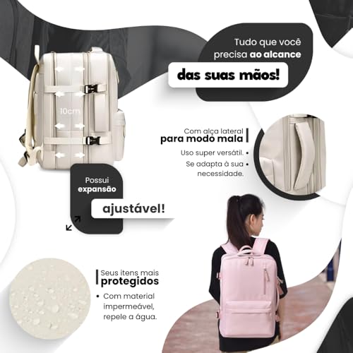 Mochila de Viagem Expansível Múltiplos Compartimentos Mochila Executiva Notebook Avião Maculina Femi