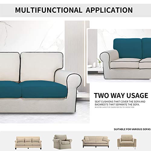 Image of Easy-Going Stretch Cushion Cover Sofa Cushion Furniture Protector Sofa Seat Sofa slipcover Sofa Cover Soft Flexibility with Elastic (Chiar Cushion,Peacock Blue)