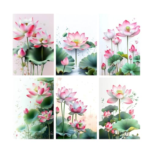 Image of SiddArtify Lotus Flower Wall Art Poster Print Set - Botanical Floral Decor for Bedroom Living Room Office - 12x18 inch Board Pack of 6